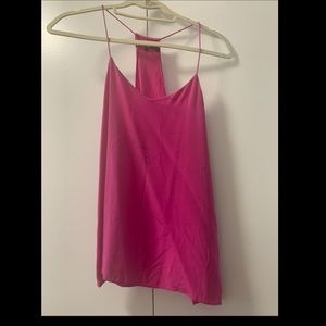 Tibi bright pink silk racer back tank
